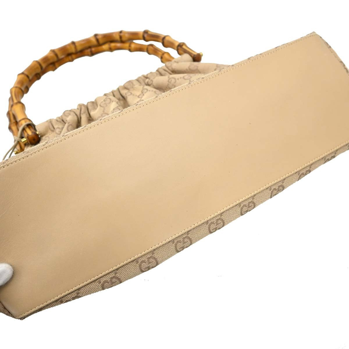 Gucci Bamboo Frame Satchel GG Canvas, Beige, Canvas, Handbag