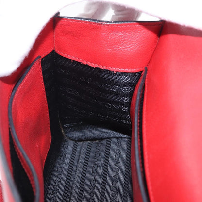 Prada Sound Studded Quilted Leather, Red, Leather, Handbag