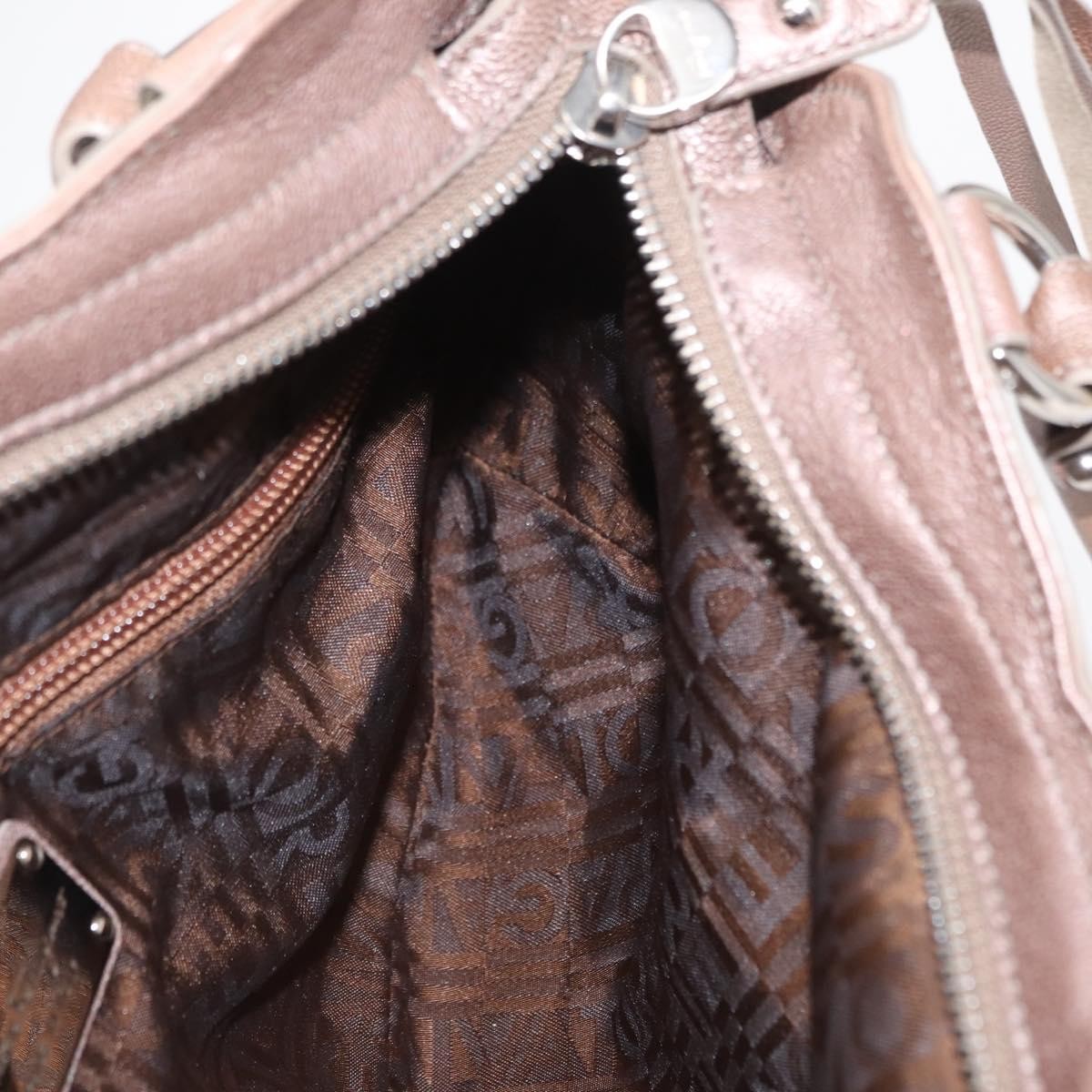 Salvatore Ferragamo Gancini Leather, Beige, Leather, Handbag