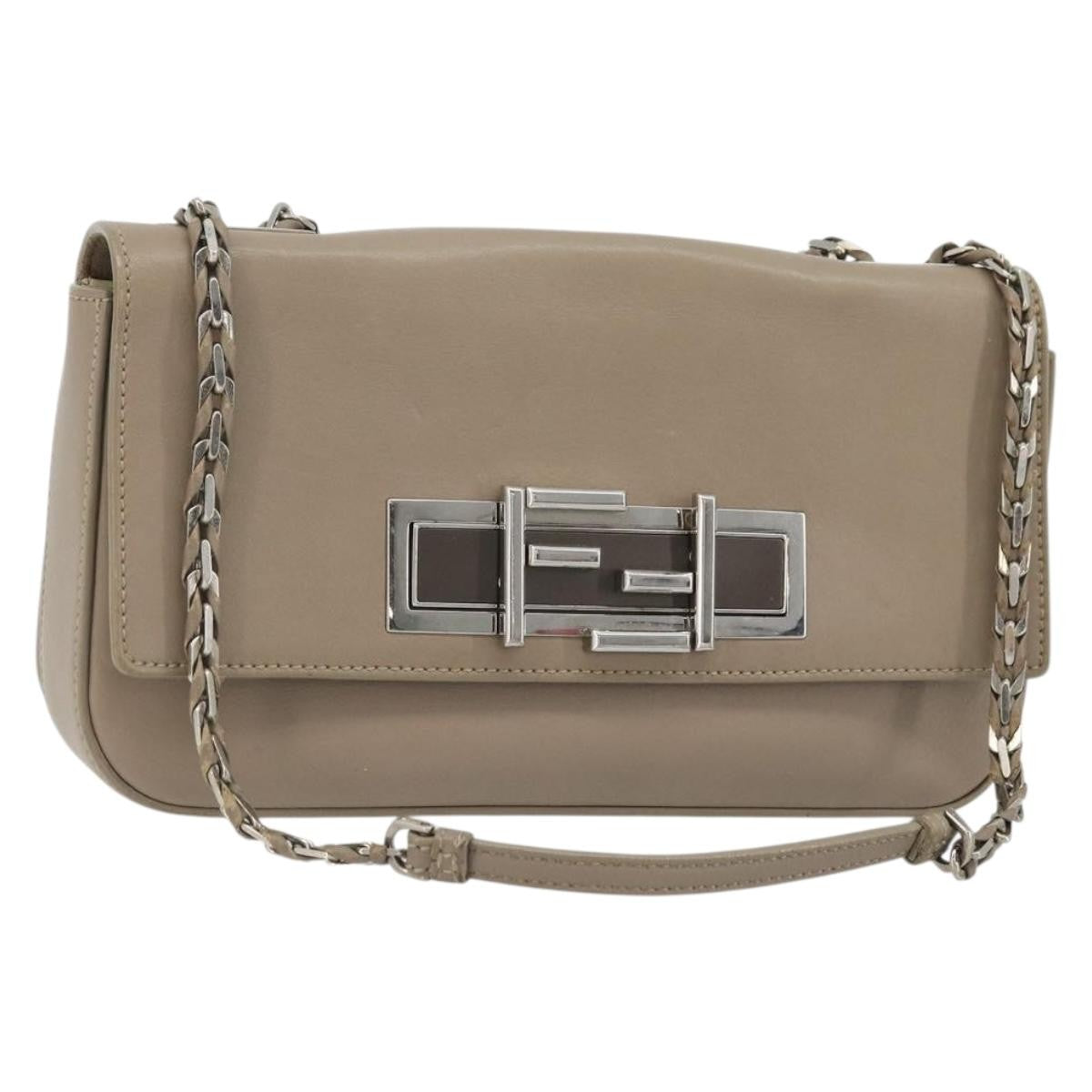 Fendi 3Baguette Convertible Calfskin, Beige, Leather, Crossbody Bag