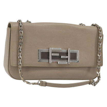 Fendi 3Baguette Convertible Calfskin, Beige, Leather, Crossbody Bag
