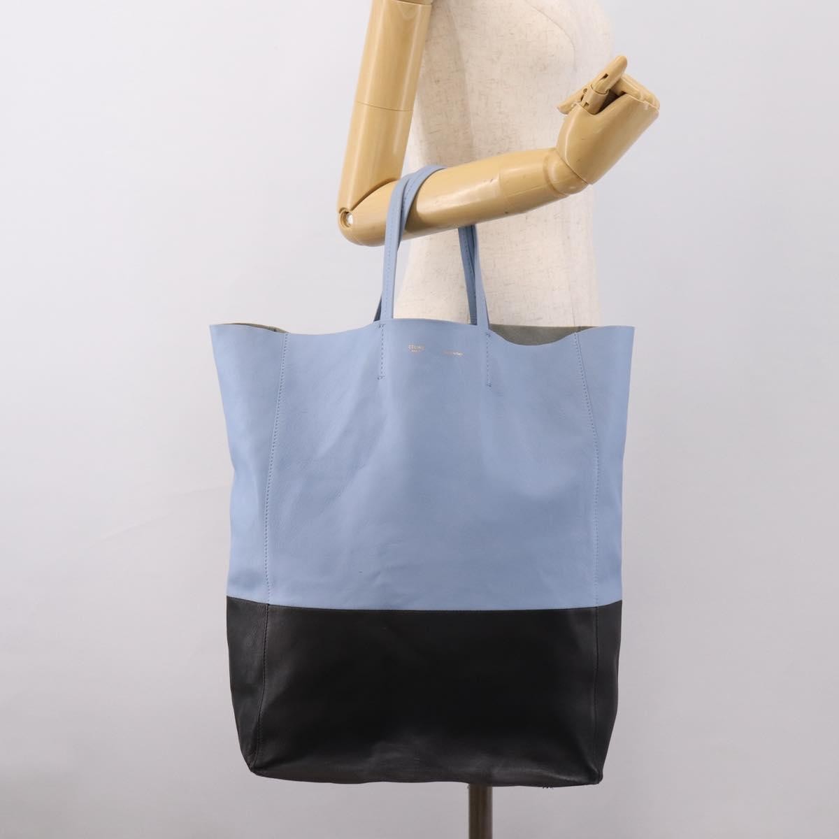 Celine Vertical Bi-Cabas Tote Leather, Blue, Leather, Tote Bag