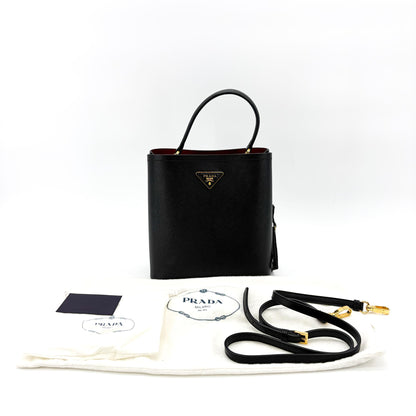 Prada Panier Bucket Saffiano Leather, Black, Leather, Handbag