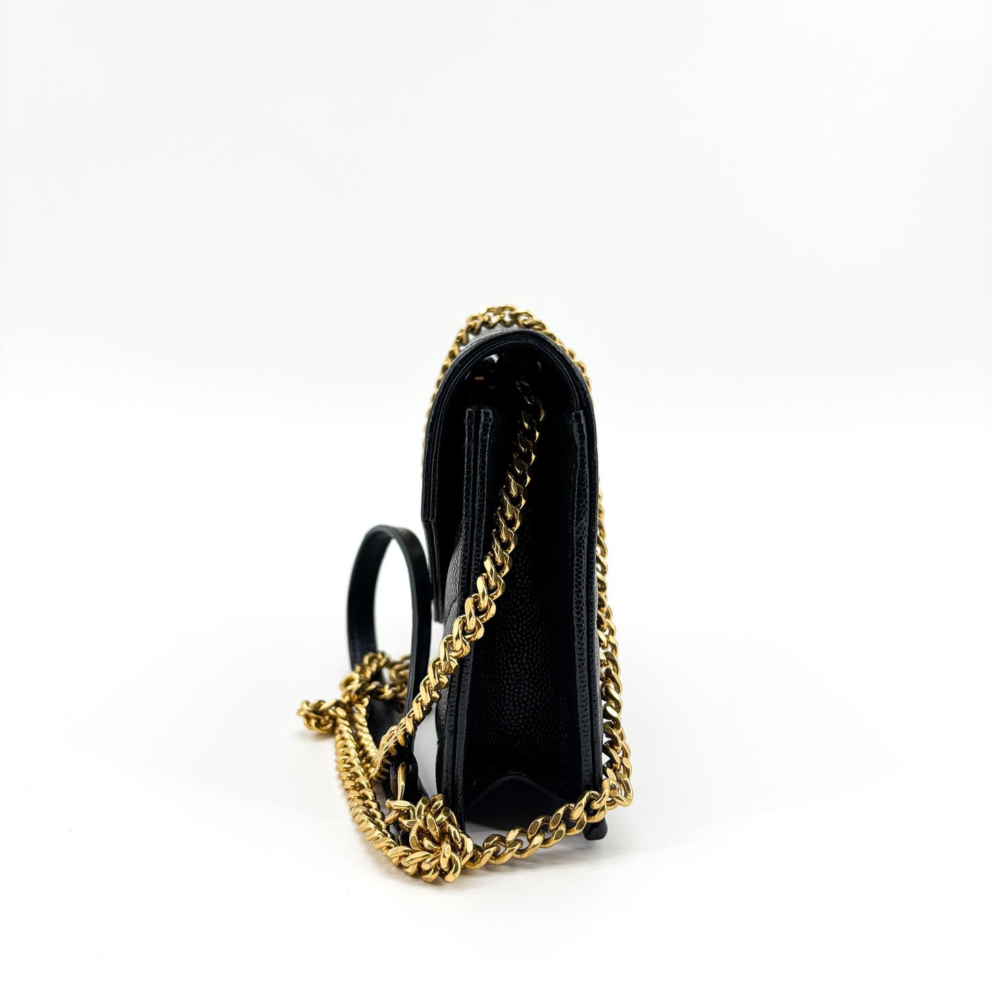Saint Laurent Bicolor Monogram Leather and Patent, Black, Leather, Wallet