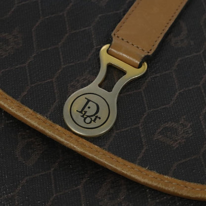 Christian Dior Vintage Honeycomb Flap Canvas and Leather, Black, Canvas, Shoulder Bag