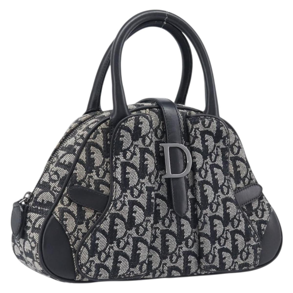 Christian Dior Trotter Double Saddle Canvas, Black, Canvas, Handbag