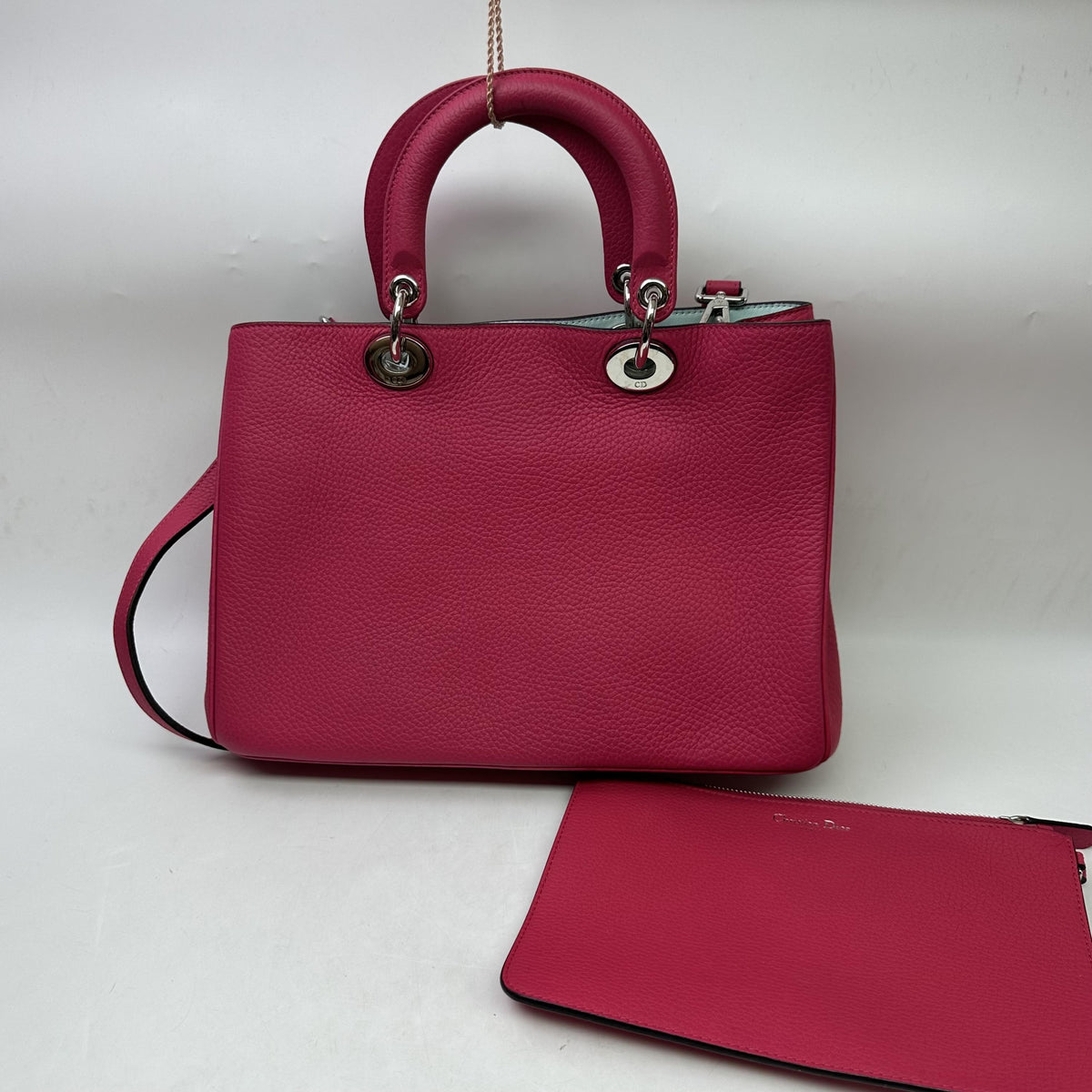 Christian Dior Diorissimo Leather with Sequins, Pink, Leather, Tote Bag