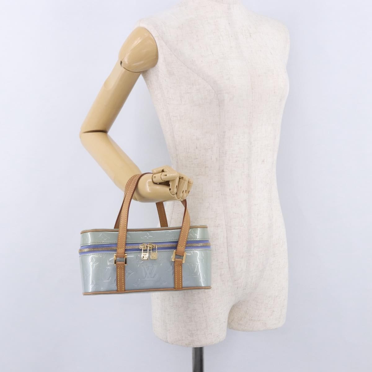 Louis Vuitton Sullivan Horizontal Monogram Vernis, Blue, Patent Leather, Handbag