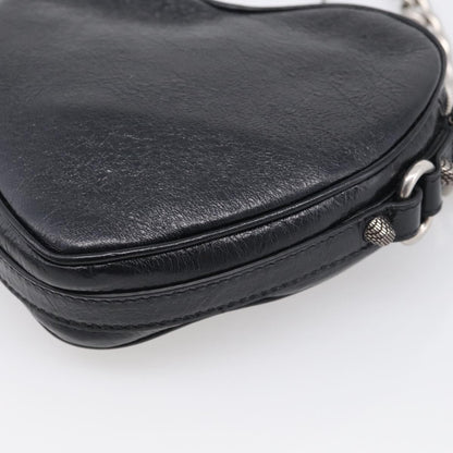 Balenciaga Le Cagole Giant Studs Heart Chain Leather, Black, Leather, Handbag