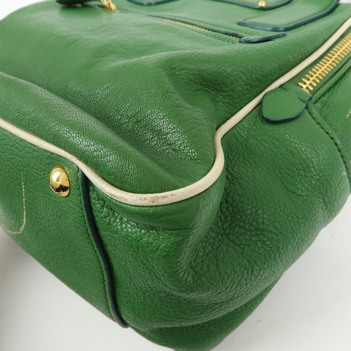 Miu Miu Madras Top Handle Leather, Green, Leather, Handbag