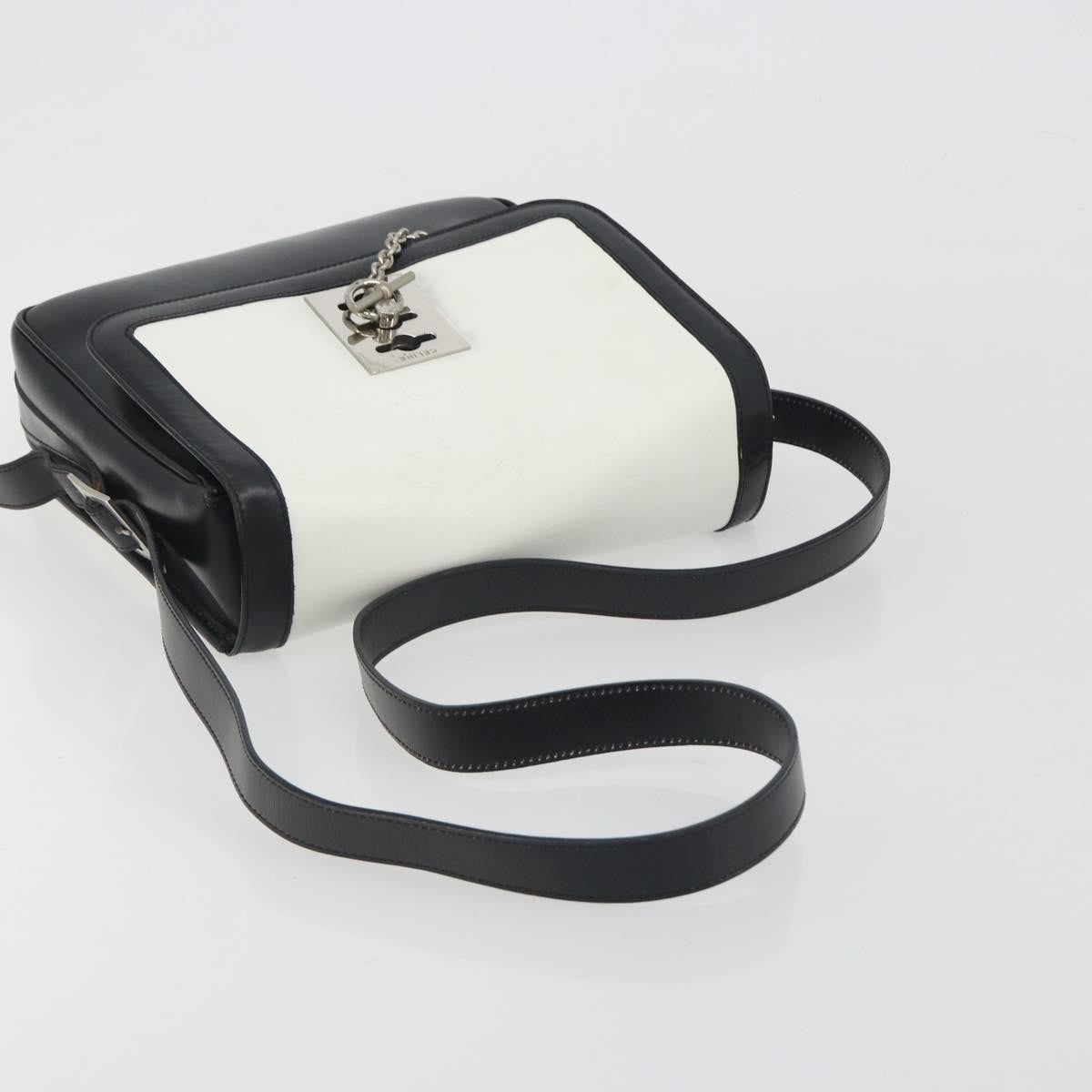 Celine Vintage Macadam Canvas, White, Leather, Shoulder Bag