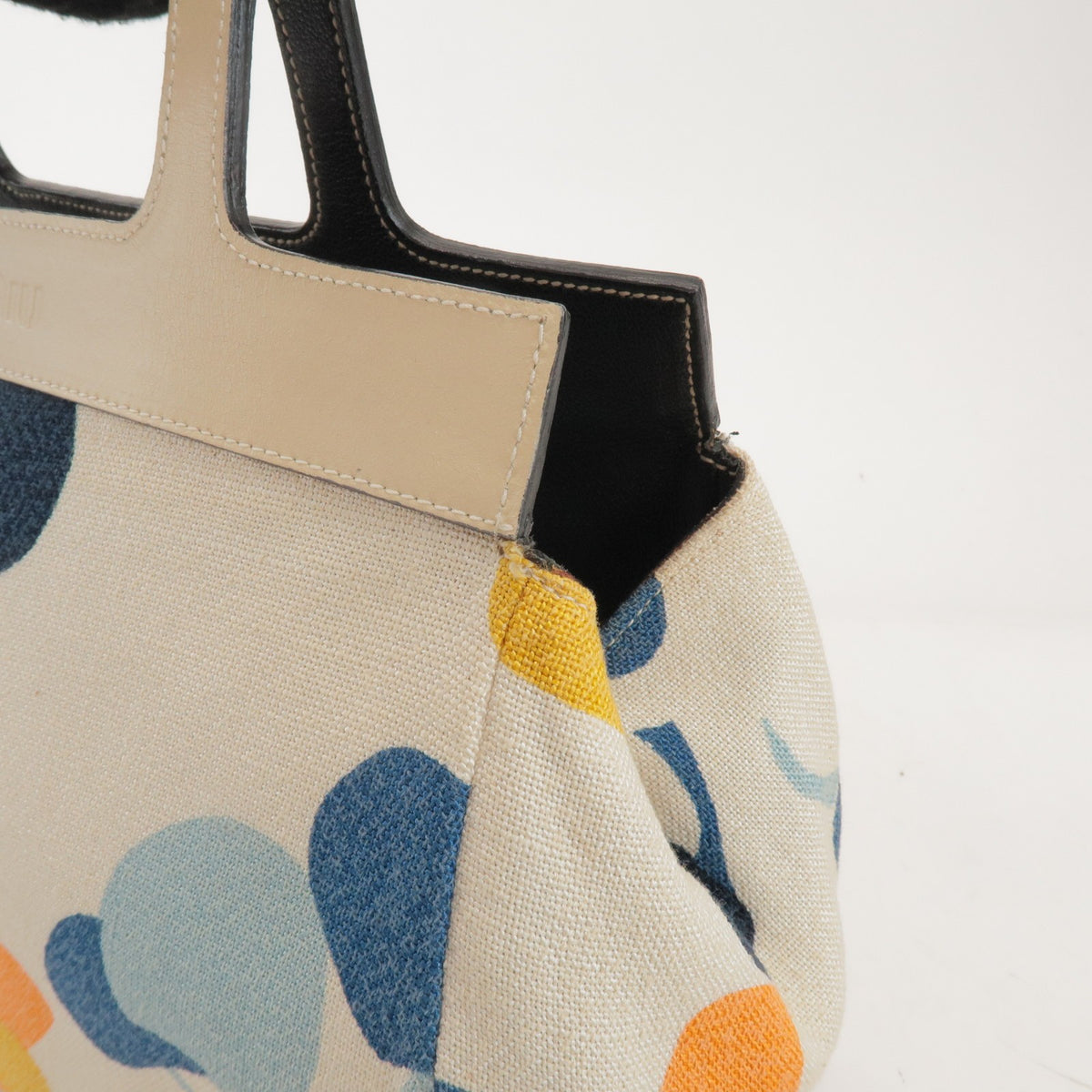 Miu Miu Vintage Leather, Beige, Canvas, Tote Bag