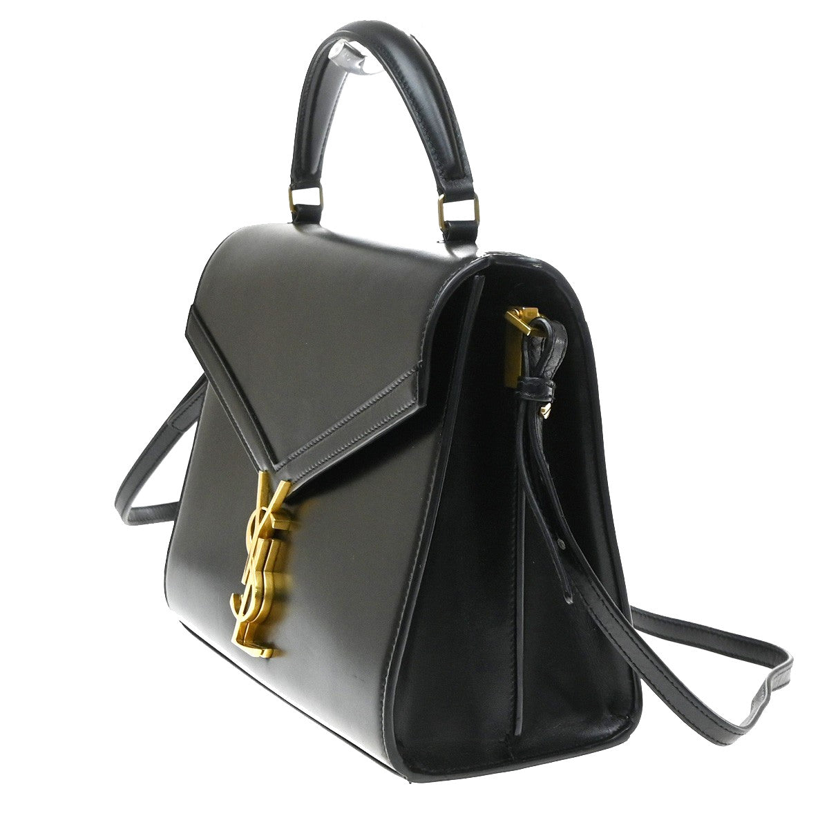 Saint Laurent Cassandra Leather, Black, Leather, Shoulder Bag