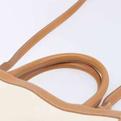 Celine Vertical Cabas Canvas with Leather, Beige, Canvas, Tote Bag