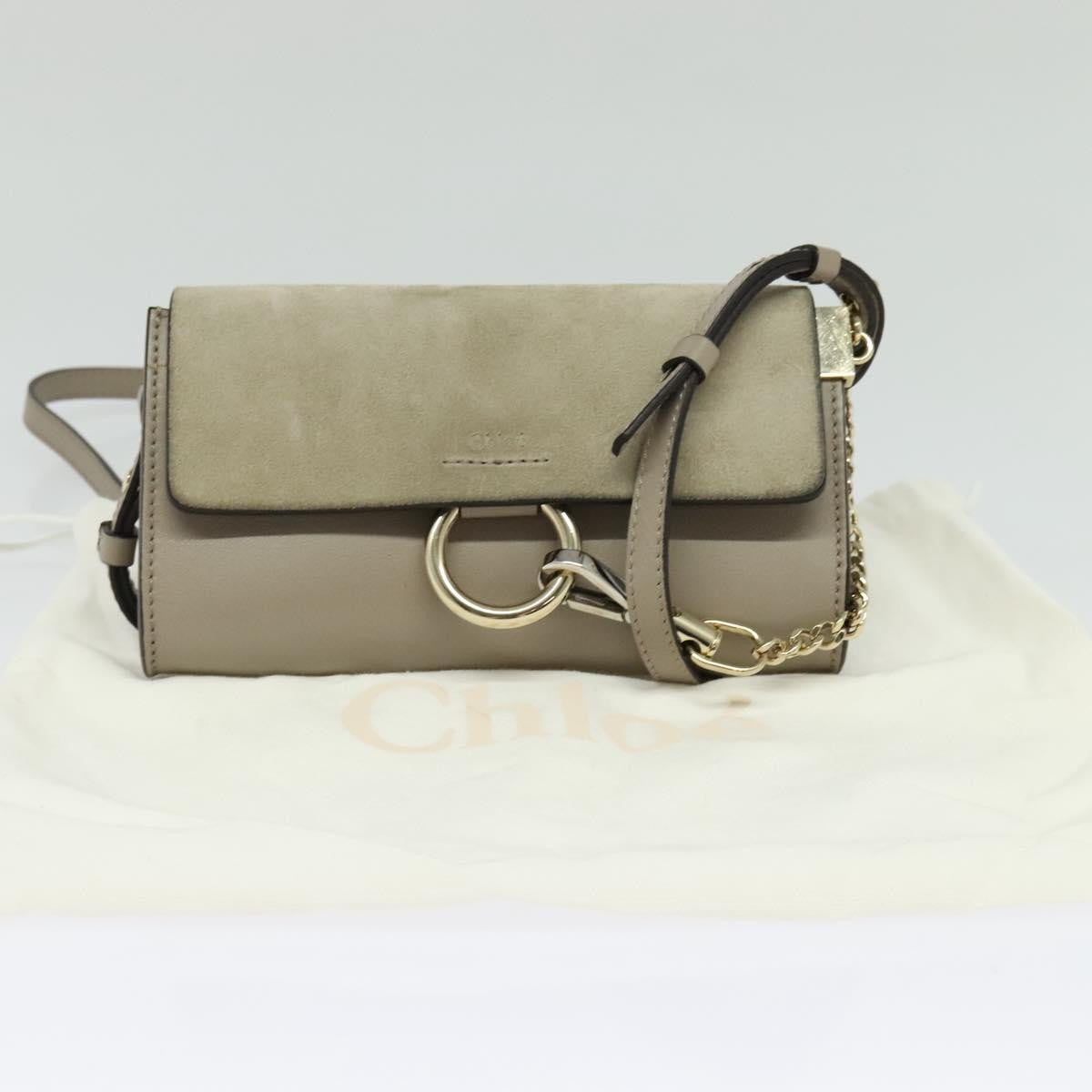 Chloe Faye Leather and Suede, Beige, Leather, Shoulder Bag