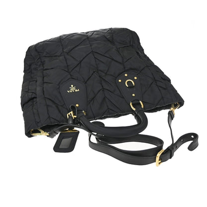 Prada Convertible Side Pocket Tote Chevron Tessuto, Black, Nylon, Tote Bag