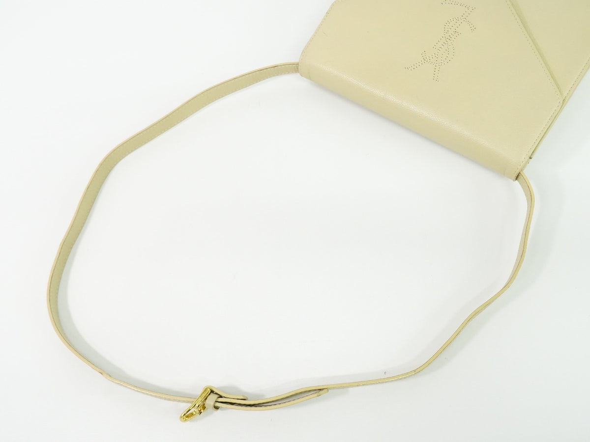 Saint Laurent Uptown Leather, Beige, Leather, Crossbody Bag