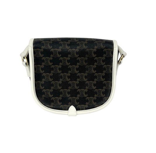 Celine Folco Bag Triomphe Coated Canvas, Brown, Canvas, Shoulder Bag