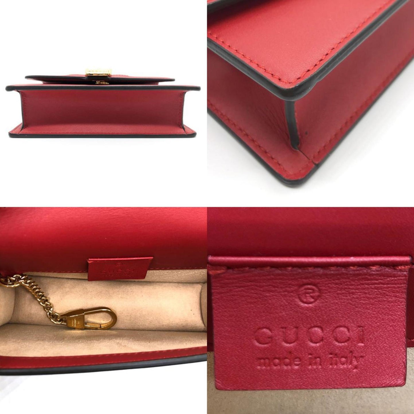 Gucci Sylvie, Red, Leather, shoulder