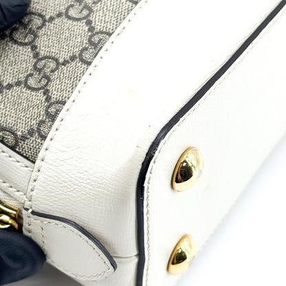 Gucci Horsebit 1955 Top Handle GG Coated Canvas with Leather, White, Canvas, Handbag