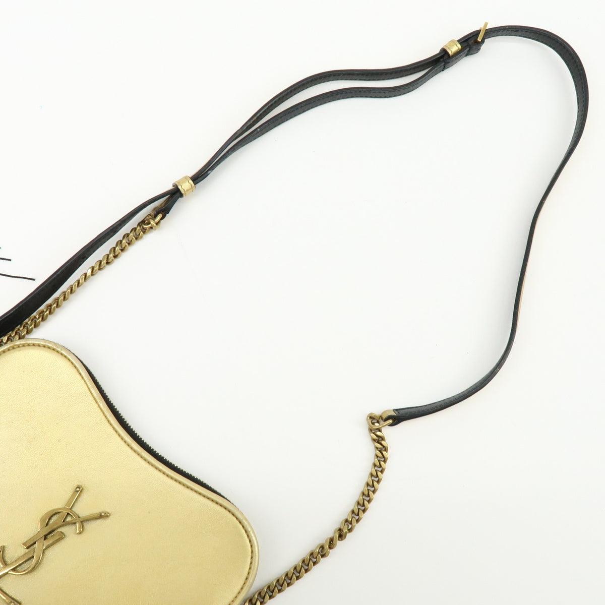 Saint Laurent Love Heart Tassel Chain Leather, Gold, Leather, Handbag
