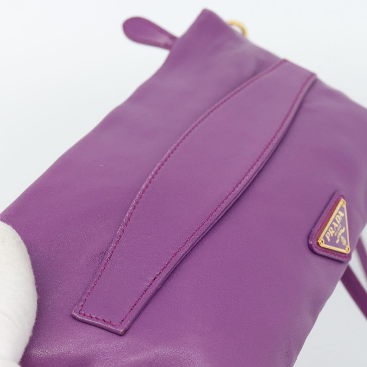Prada Fold Over Chain Flap Soft Calf, Purple, Leather, Handbag