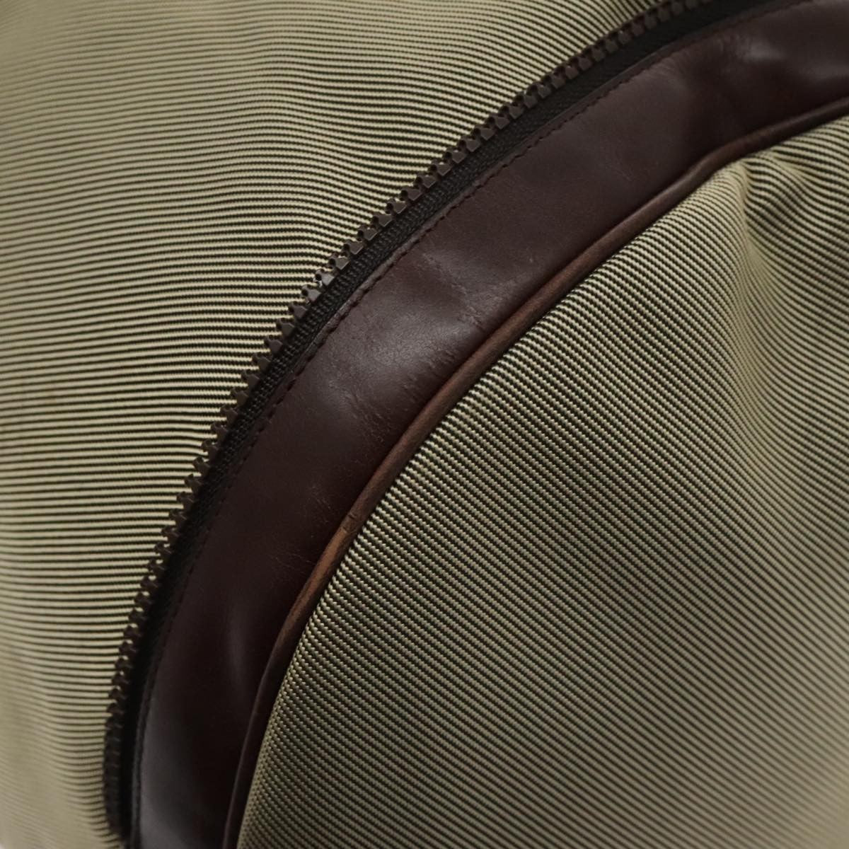 Salvatore Ferragamo Boston Leather, Beige, Canvas, Handbag