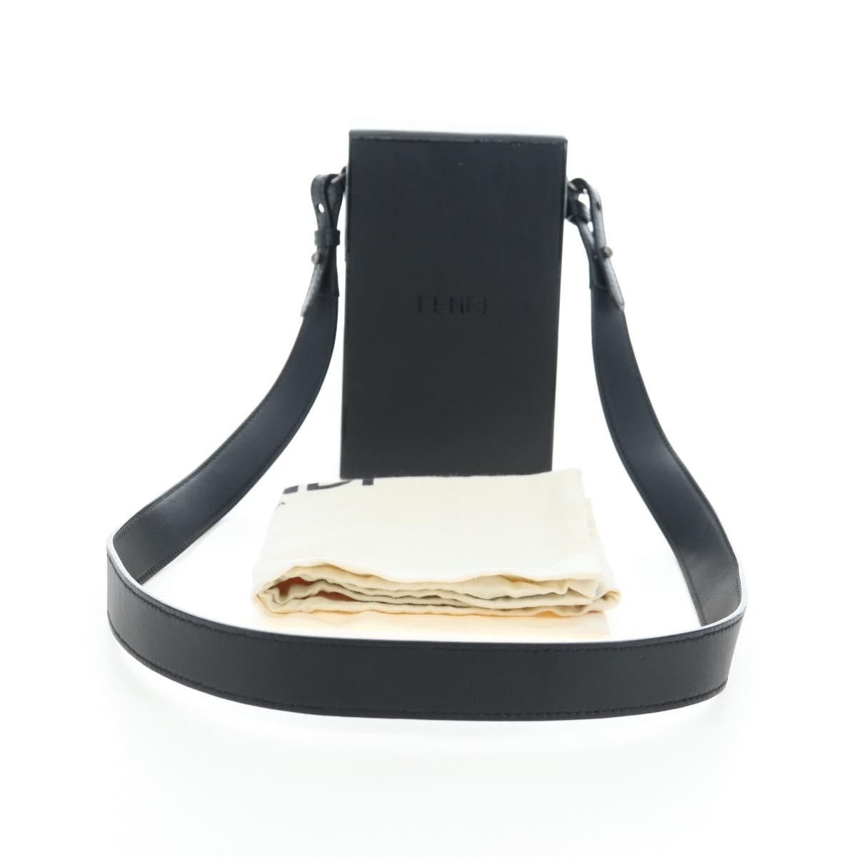 Fendi Logo Vertical Box Leather, Black, Leather, Shoulder Bag