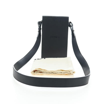 Fendi Logo Vertical Box Leather, Black, Leather, Shoulder Bag