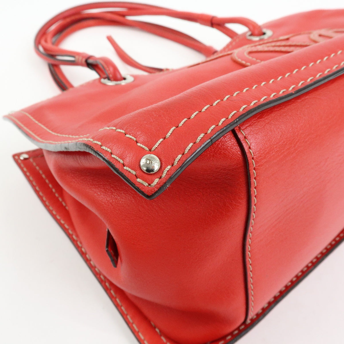 Loewe Anagram Leather, Red, Leather, Tote Bag