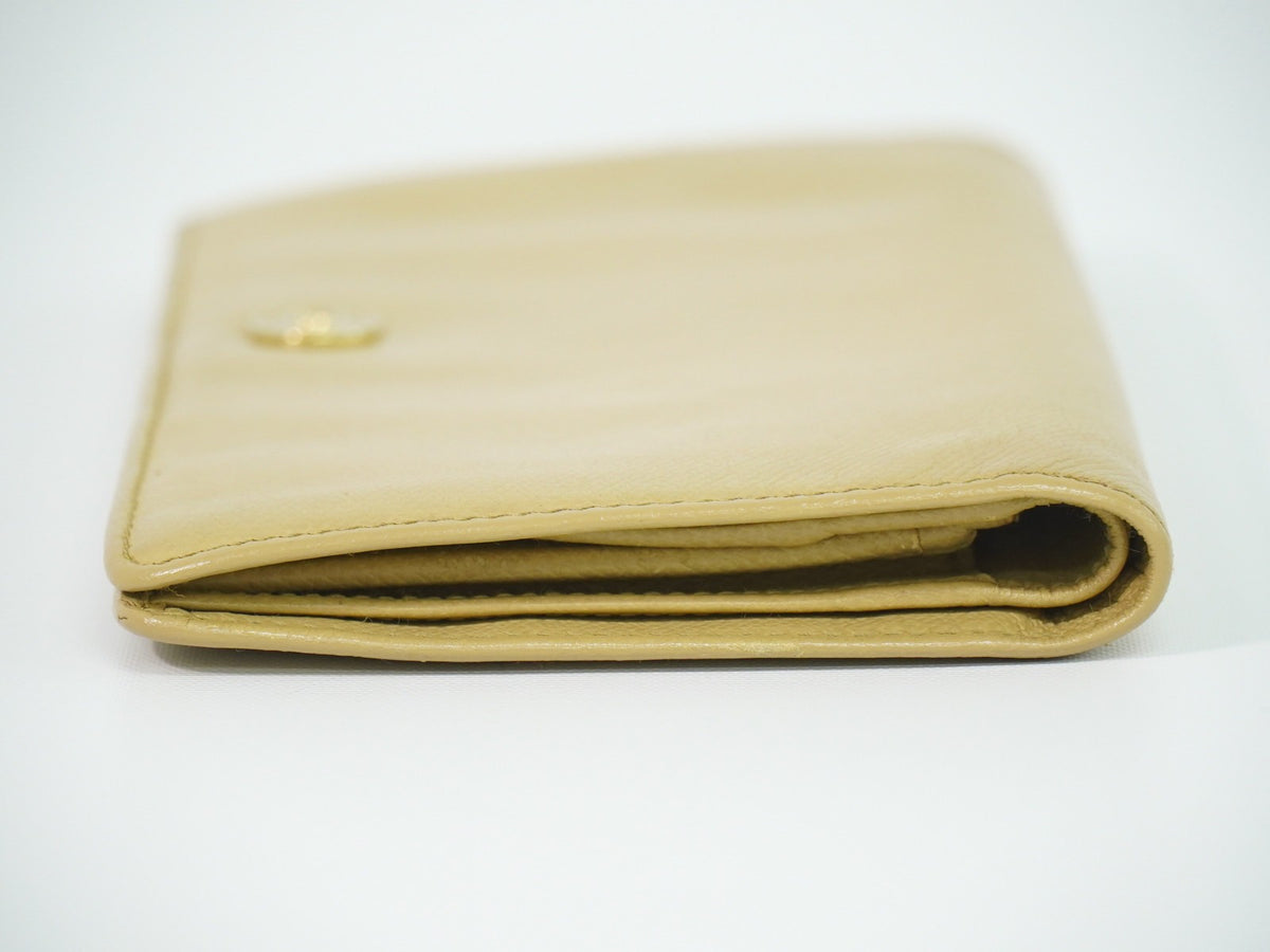 Chanel CC bifold wallet leather, Beige, Leather, Wallet