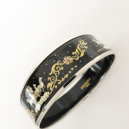 Hermes Bangle Printed Enamel, Silver, Silver Plated, Bracelet