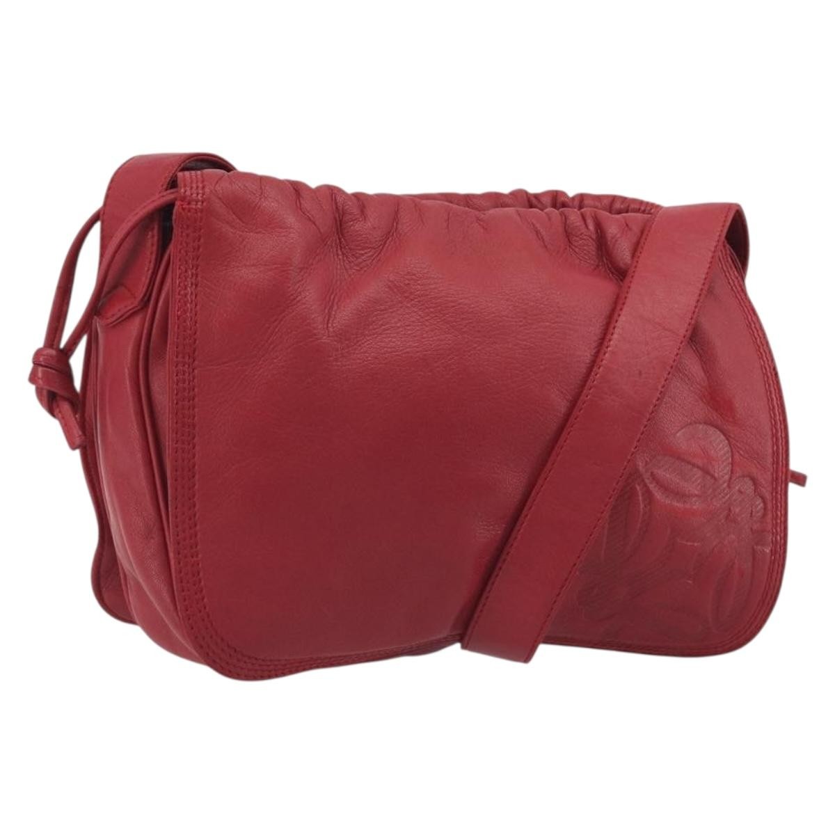 Loewe Anagram Leather, Red, Leather, Shoulder Bag