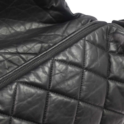 Chanel Expandable Flap Messenger Quilted Aged Calfskin, Black, Leather, Shoulder Bag