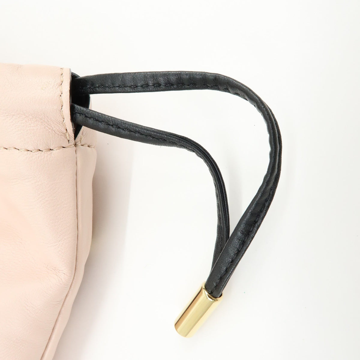 Fendi Logo Drawstring Leather, Pink, Leather, Handbag