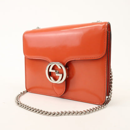 Gucci Interlocking Patent, Orange, Patent Leather, Shoulder Bag