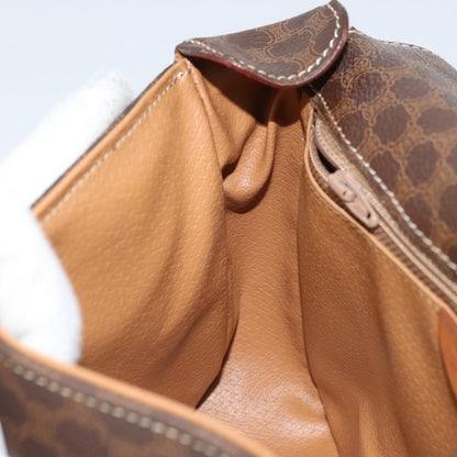 Celine Vintage Macadam Circle Logo Canvas and Leather, Brown, Canvas, Shoulder Bag