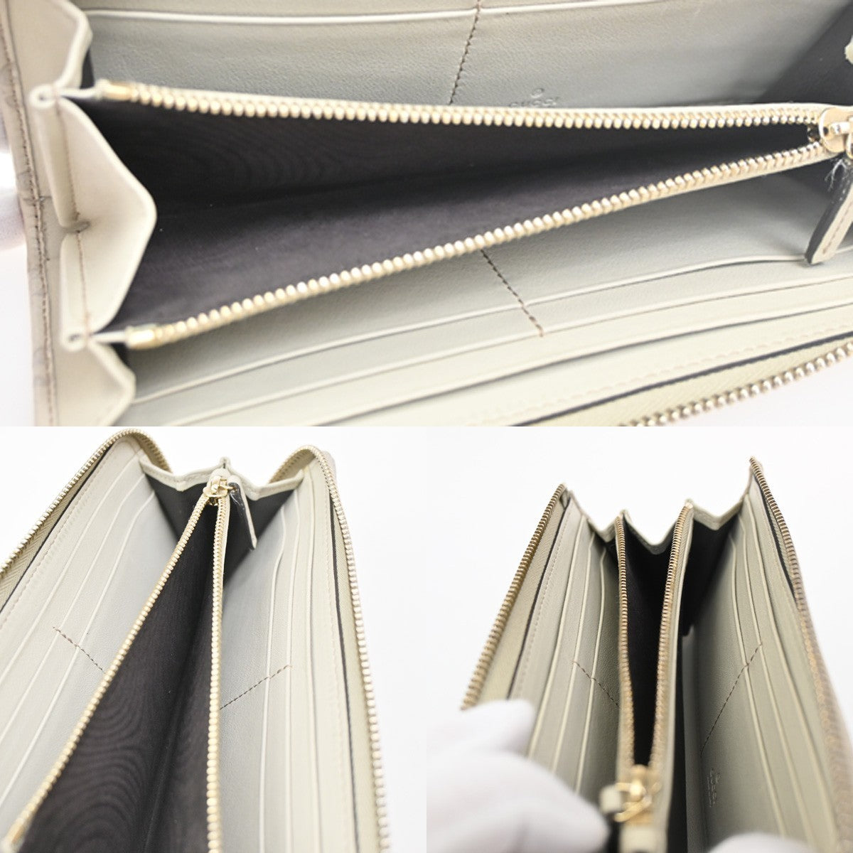 Gucci Interlocking G Zip Around Wallet (Outlet) Leather, Beige, Leather, Wallet