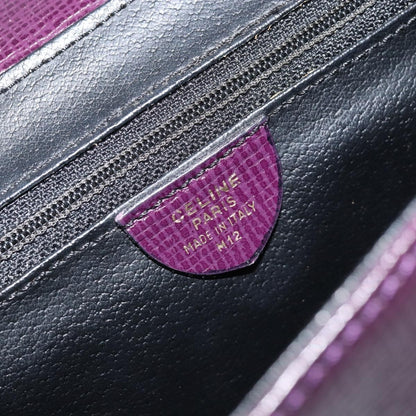 Celine Circle Logo Leather, Purple, Leather, Shoulder Bag