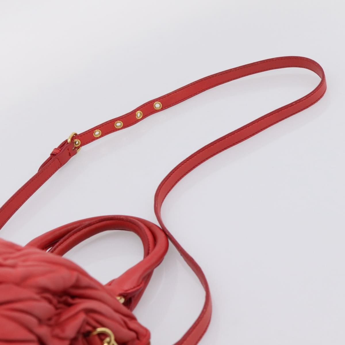 Miu Miu Madras Bowler Matelasse Leather, Red, Leather, Handbag