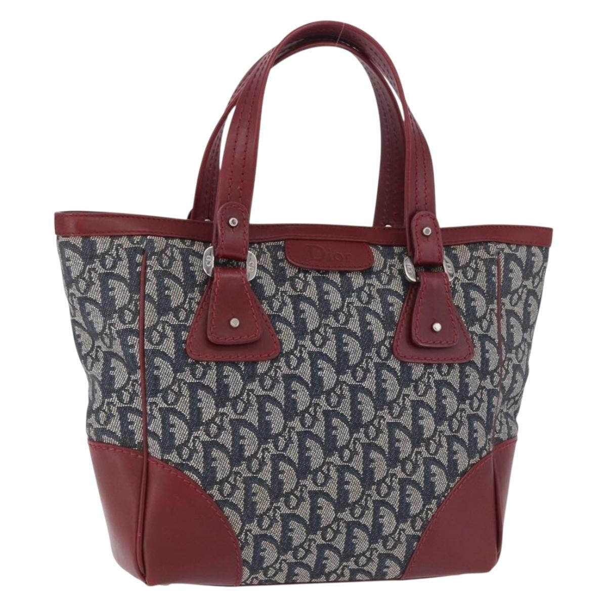 Christian Dior Vintage Trotter Zip Diorissimo Canvas, Navy, Canvas, Tote Bag