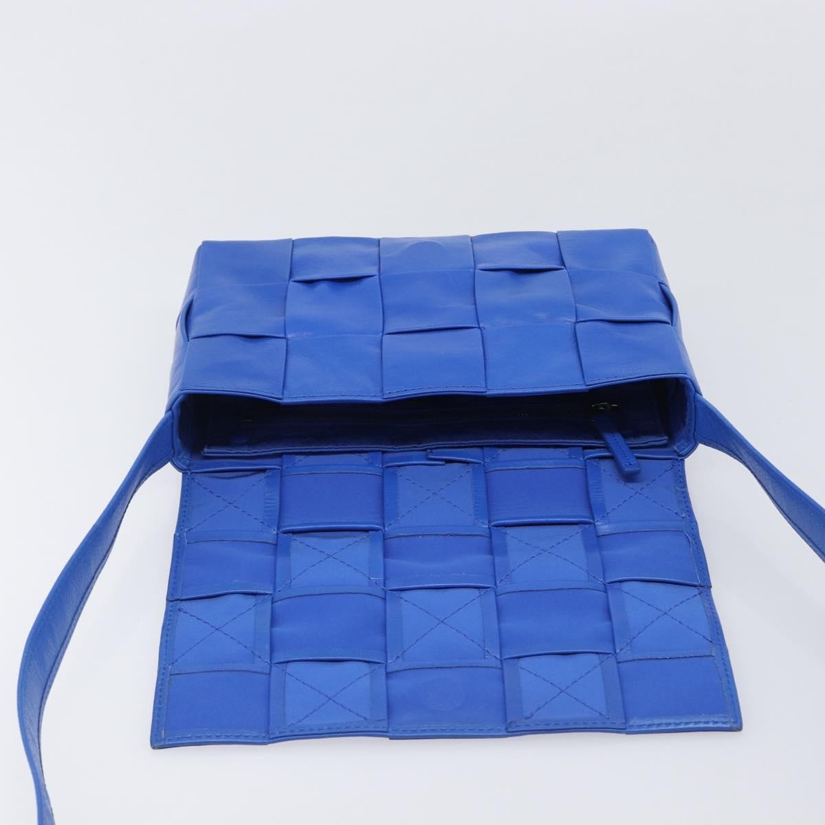 Bottega Veneta Cassette Maxi Intrecciato Leather, Blue, Leather, Crossbody Bag