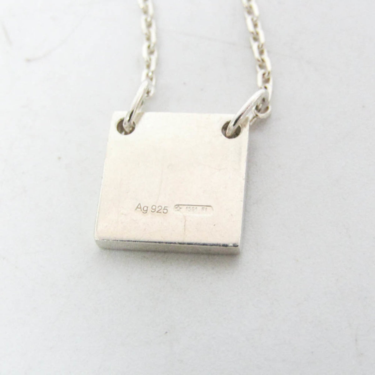 Gucci Logo Plate Sterling Silver, Silver, Sterling Silver, Necklace