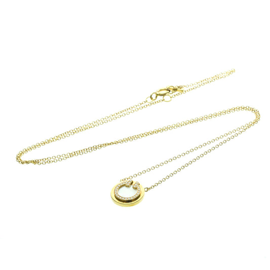Tiffany & Co. T Circle Pendant 18K Yellow Gold with Diamond, Yellow, Yellow Gold, Necklace