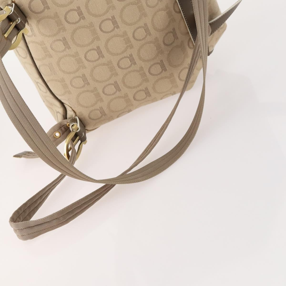 Salvatore Ferragamo Gancini Canvas, Beige, Canvas, Backpack