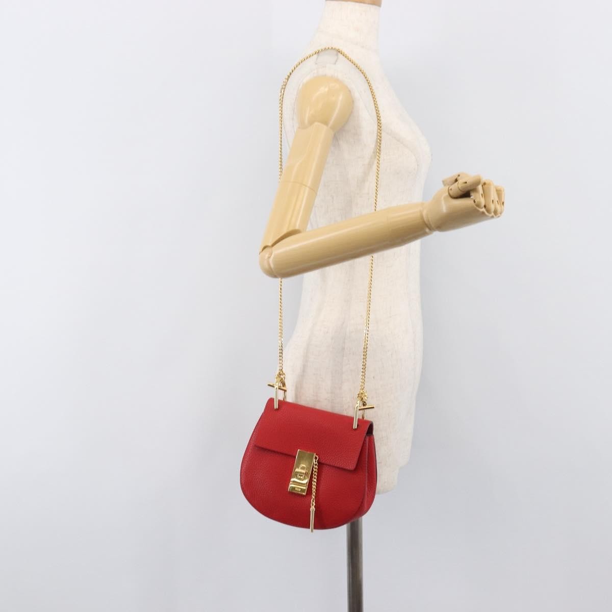 Chloe Drew Leather, Red, Leather, Crossbody Bag