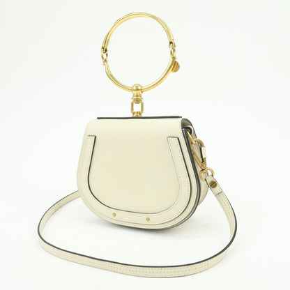 Chloe Nile Studded Suede and Leather, White, Leather, Crossbody Bag