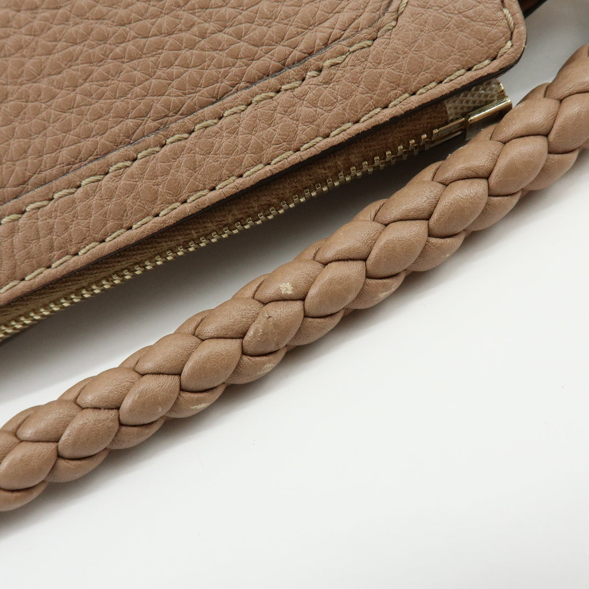 Gucci Bella Zip Leather, Beige, Leather, Tote Bag