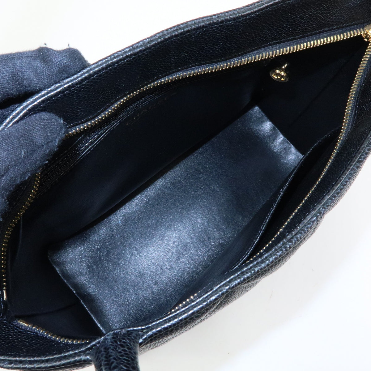 Chanel Medallion Quilted Caviar, Black, Leather, Tote Bag
