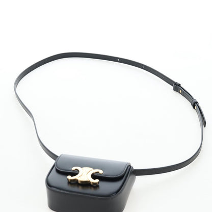 Celine Triomphe Smooth Calfskin, Black, Leather, Shoulder Bag